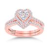 Image 1 : Round Diamond Bridal Wedding Ring Band Set 1 Cttw 14kt Rose Gold - REF-74R5X