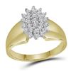 Image 1 : Womens Round Diamond Oval Cluster Ring 1/4 Cttw 10kt Yellow Gold - REF-19X9A