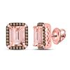 Image 1 : Womens Emerald-cut Morganite Solitaire Earrings 4-1/3 Cttw 10kt Rose Gold - REF-80H9R