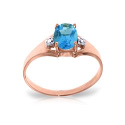 Genuine 0.76 ctw Blue Topaz & Diamond Ring 14KT Rose Gold - REF-20F8Z