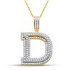 Image 1 : Mens Round Diamond Initial D Letter Charm Pendant 1-7/8 Cttw 10kt Yellow Gold - REF-98W5K
