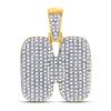 Image 1 : Mens Round Diamond Bubble H Letter Charm Pendant 7/8 Cttw 10kt Yellow Gold - REF-41N5F