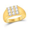 Image 1 : Mens Round Diamond Triple Row Fashion Ring 7/8 Cttw 14kt Yellow Gold - REF-58Y9N