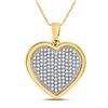 Image 1 : Womens Round Diamond Cluster Heart Pendant 1/3 Cttw 10kt Yellow Gold - REF-16R9X