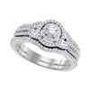 Image 1 : Round Diamond Bridal Wedding Ring Band Set 1/2 Cttw 10k White Gold - REF-49W5K