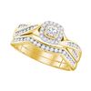 Image 1 : Princess Diamond Bridal Wedding Ring Band Set 1/2 Cttw 10kt Yellow Gold - REF-49K5Y