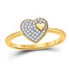 Image 1 : Womens Round Diamond Heart Ring 1/10 Cttw 10kt Yellow Gold - REF-13R5X