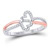 Image 1 : Womens Round Diamond Double Heart Ring 1/10 Cttw 10kt Two-tone Gold - REF-12R9X