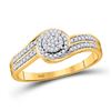 Image 1 : Womens Round Diamond Swirl Cluster Ring 1/5 Cttw 10kt Yellow Gold - REF-14F9W