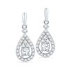 Image 1 : Womens Round Diamond Solitaire Teardrop Frame Dangle Earrings 1/2 Cttw 10kt White Gold - REF-38Y9N