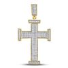 Image 1 : Mens Round Diamond Cross Charm Pendant 3/4 Cttw 10kt Yellow Gold - REF-43K5Y