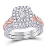 Image 1 : Emerald Diamond Bridal Wedding Ring Band Set 1 Cttw 14kt Two-tone Gold - REF-115N9F