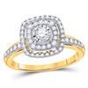 Image 1 : Round Diamond Square Bridal Wedding Engagement Ring 1/2 Cttw 14kt Yellow Gold - REF-54K5Y