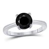 Image 1 : Round Black Color Enhanced Diamond Solitaire Bridal Wedding Ring 2-1/2 Cttw 10kt White Gold - REF-37