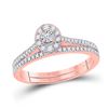 Image 1 : Round Diamond Oval Bridal Wedding Ring Band Set 1/3 Cttw 10kt Rose Gold - REF-27A9M