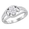 Image 1 : Womens Round Diamond Oval Cluster Ring 1/2 Cttw 10kt White Gold - REF-29K5Y