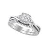 Image 1 : Round Diamond Cluster Bridal Wedding Ring Band Set 3/8 Cttw 14k White Gold - REF-49M5H