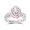 Image 1 : Oval Diamond Bridal Wedding Ring Band Set 1 Cttw 14kt Two-tone Gold - REF-109R5X
