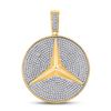 Image 1 : Mens Round Diamond Mercedes Benz Logo Charm Pendant 1-3/4 Cttw 10kt Yellow Gold - REF-115K9Y
