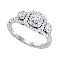 Princess Diamond 3-stone Bridal Wedding Engagement Ring 1 Cttw 14kt White Gold - REF-98X9A