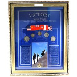 *'Victory' World War II Historic Coins of the Allied Nations 5-coin Set in Metal Frame. This set fea