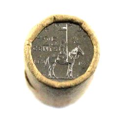 Unsearched! Original 1973 Canada RCMP 25-cent Roll of 40pcs.