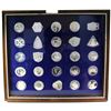 Image 1 : *Rare! 1977 Franklin Mint 25pc NASA Manned Space Flight Emblems Sterling Silver Set in Wooden Frame.