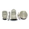 Image 2 : Lot of 3 x 1oz fine silver hand poured Beaver Bullion rounds. Lot includes a skull, Tombstone, & Hex