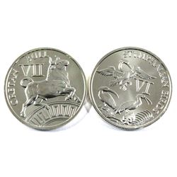 Lot of 2x 1oz Fine Silver rounds, Cretan Bull & Stymphallian Birds. CMXCIX Fine! (Tax Exempt) 2pc