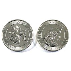 Lot of 2x 1.50 oz. Fine Silver $8 Coins. Lot includes Grizzly Bear & Maple leafs. (Tax Exempt) 2pc
