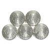 Image 1 : Lot of 5x 1/10th Fine Silver Rounds with the USA Indian Head $5 gold design. .999 Fine (Tax Exempt) 