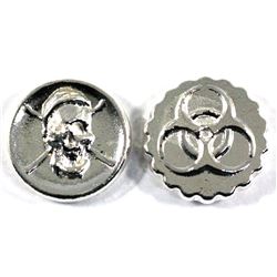 Lot of 2x 2oz Beaver Bullion hand poured rounds featuring Pirate Face & Radioactive Symbol. .999 Fin