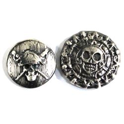 Lot of 2x 2oz Beaver Bullion hand poured rounds featuring Antique Finish Pirate Face & Skull design 