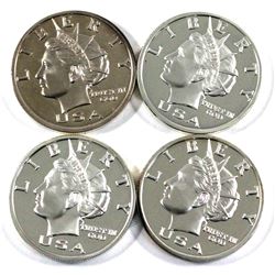 Lot of 4x 1oz Fine Silver USA Liberty Currency $10 Rounds. Struck is Proof Finish. .999 Fine (Tax Ex