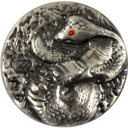 3oz Beaver Bullion Fine Silver Hand Poured Snake with Antique Finish and enamel Eye. .999 Fine (Tax 