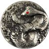Image 1 : 3oz Beaver Bullion Fine Silver Hand Poured Snake with Antique Finish and enamel Eye. .999 Fine (Tax 