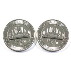 Lot of 2x 2017 $5 150th Anniversary of Canada 1oz Fine Silver. (Tax Exempt)  2pc