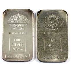 2x vintage Engelhard 1oz Silver Bars, Maple leaf Variety with Blank Back without borders with Canadi