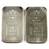 Image 1 : 2x vintage Engelhard 1oz Silver Bars, Maple leaf Variety with Blank Back without borders with Canadi
