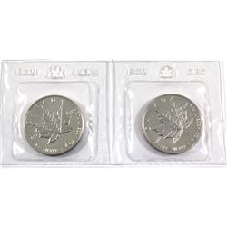 Pair of 1oz 1990 Silver Maple leaf's still sealed in Original Mint Pliofilm. 2pc (Tax exempt)  *ligh