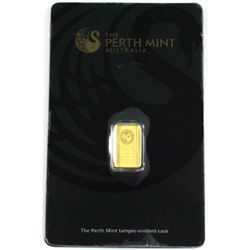 1 Gram Gold Perth Mint bar sealed in credit card style holder. Serial # B031892 (Tax Exempt)