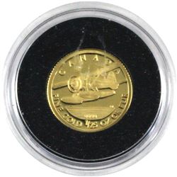 2008 Canada 50-cent 1/25th Pure Gold Proof coin commemorating the De Havilland Beaver Plane. Coin co