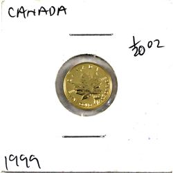 1999 Canada $1  1/20th Oz Gold Maple Leafe with 20 years Privy Mark. .9999 Fine. (Tax Exempt)