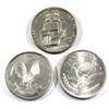 Image 1 : Lot of 3x 1oz Fine Silver rounds. Lot includes: Eagle with United states flag, Mexico with Rooster o