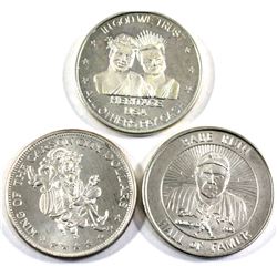 Lot of 3x 1oz Fine Silver rounds. Lot includes:  King of the Carson City Dollars, Babe Ruth Hall of 