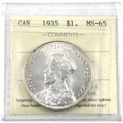 1935 Canada Silver $1 ICCS Certified MS-65.