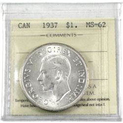 1937 Canada Silver $1 ICCS Certified MS-62.
