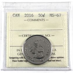 2016 Canada 50-cent ICCS Certified MS-67.