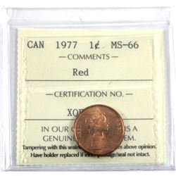 1977 Canada 1-cent ICCS Certified MS-66 Red.