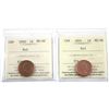 Image 1 : 2000 & 2001 Canada 1-cent ICCS Certified MS-66 Red. 2pcs